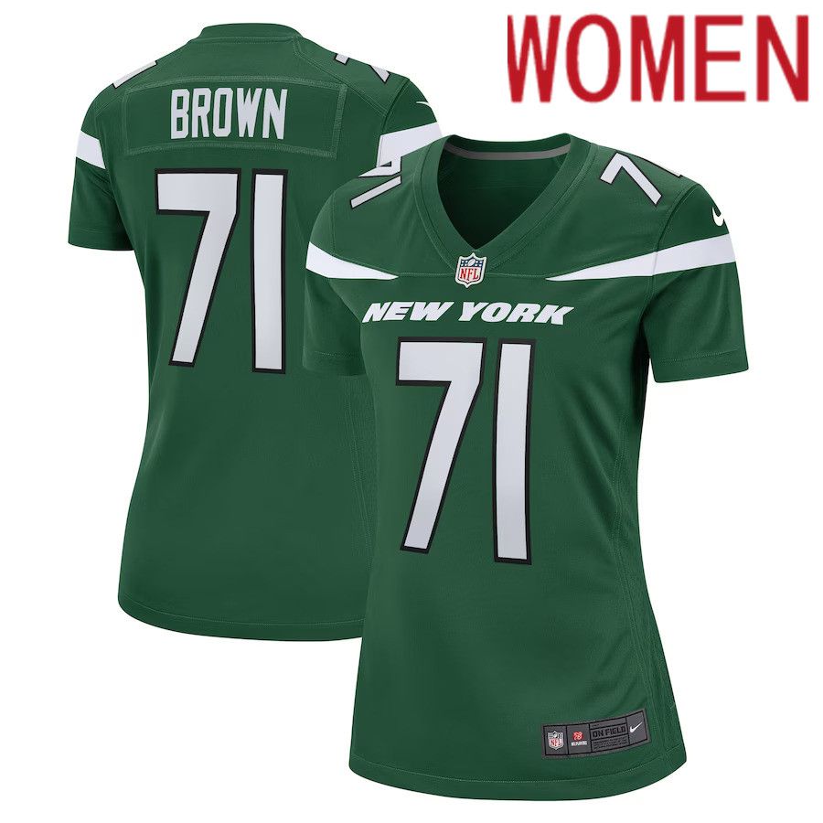 Women New York Jets #71 Duane Brown Nike Gotham Green Game Player NFL Jersey